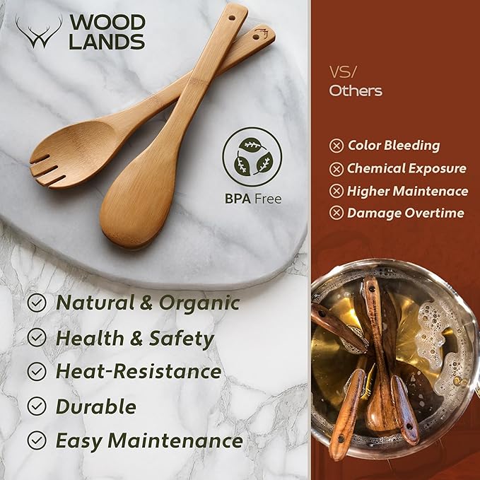 Wooden Spoons for Cooking set of 6 ??Premium Wooden Spoons and Wooden Utensil set for everyday use ??Versatile Cooking utensils set safe for nonstick pans ??Durable wooden spoon kitchen utensils set