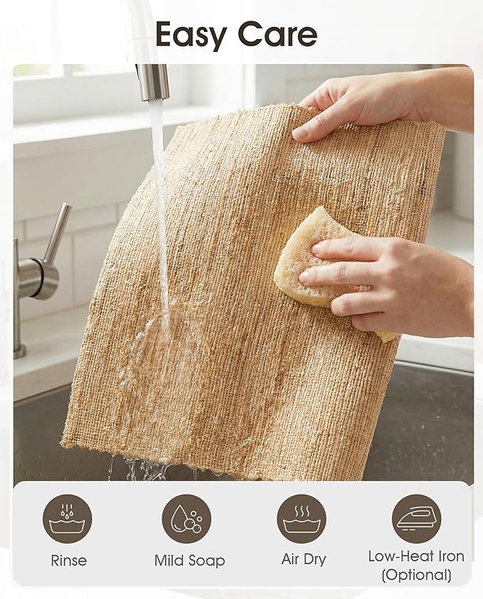 Handwoven Natural Fiber Placemats Set of 6, 12?쓝18??Woven Table Mats for Dining Table, Heat-Resistant & Washable, Farmhouse, Boho & Neutral Home Decor
