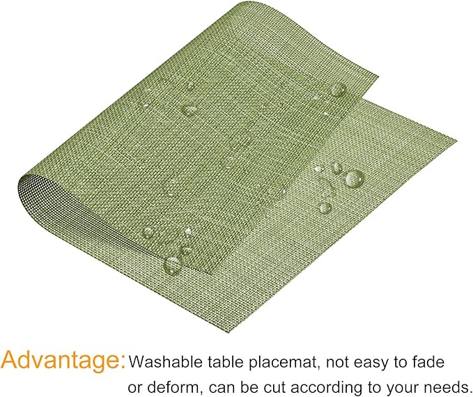 uxcell Place Mats 450x300mm Table Mats Set of 2 PVC Washable Woven Placemat Grass Green