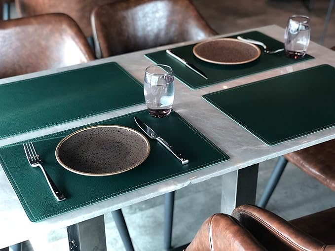 Set of 8 Faux Leather Placemats, PU Table Mats, Waterproof, Stain Resistant, Heat Resistant, Easy to Clean for Kitchen Dining Table,Conference Table