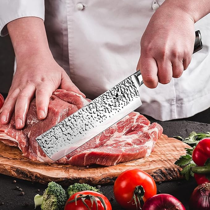imarku Nakiri Knife Meat Cleaver, Razor Sharp 7 Inch Chef Knife Japanese Stainless Steel Vegetable Kitchen Knife with Ergonomic Handle for Home, Christmas Gifts for Women and Men