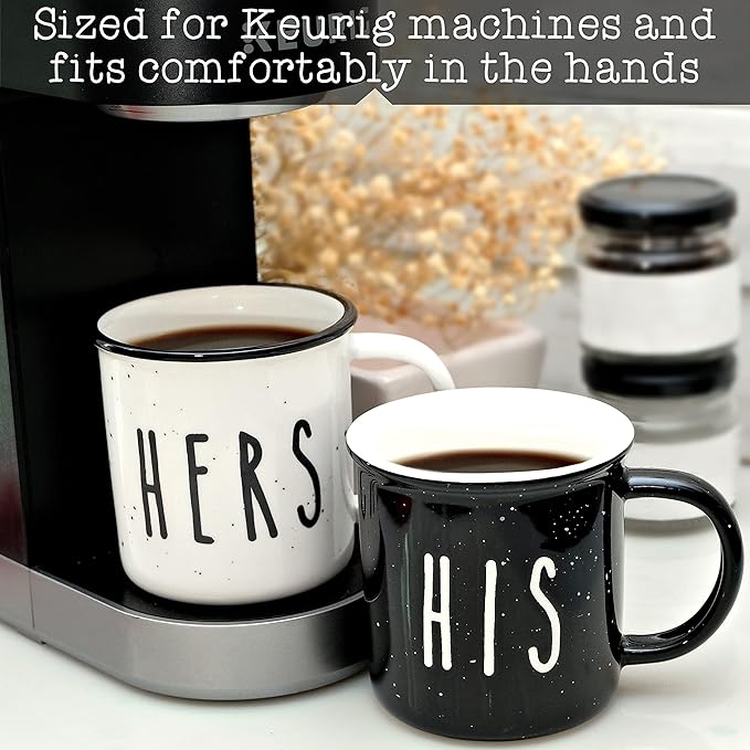 MAINEVENT His And Hers Mugs Set Of 2 Coffee Mug 11 Ounce, Cute Matching Coffee Mug Couples for Anniversary, Engagement Him Her Gift
