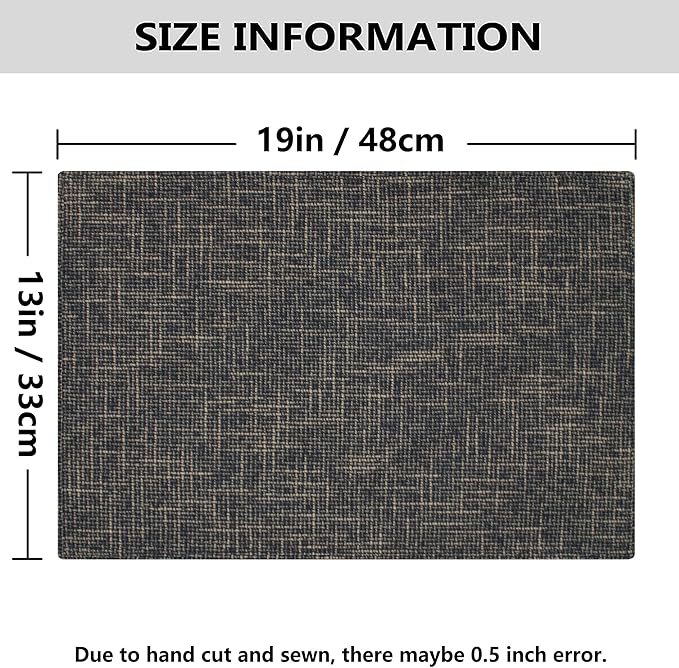 Placemats by Kevin Textile Set of 4 Heat Resistant Dining Table Place Mats Kitchen Table Mats, 13" x 19", Black Gold