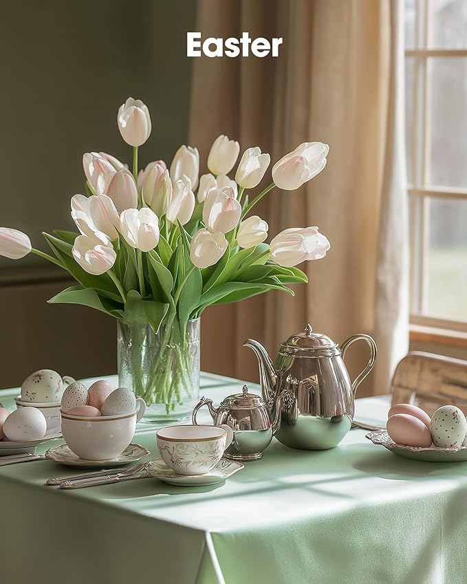 Pureegg Plastic Table Cloth Disposable 12 Pack, 54 x 108 Inch Table Cloths, Easter Party, Decorative Tablecloths, Rectangle, Light, Pastel Plastic Cover, Leakproof & Sturdy, Sage Green