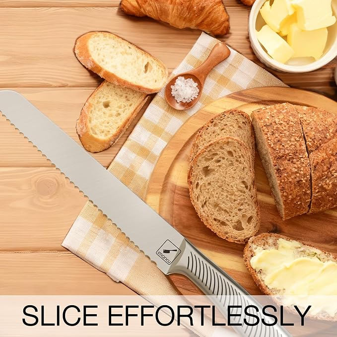 imarku Bread Knife 10 Inch: German High Carbon Stainless Steel Professional Grade Serrated Bread Knife, Razor Sharp Edge Cake Knife for Homemade Bread/Bagels/Cake