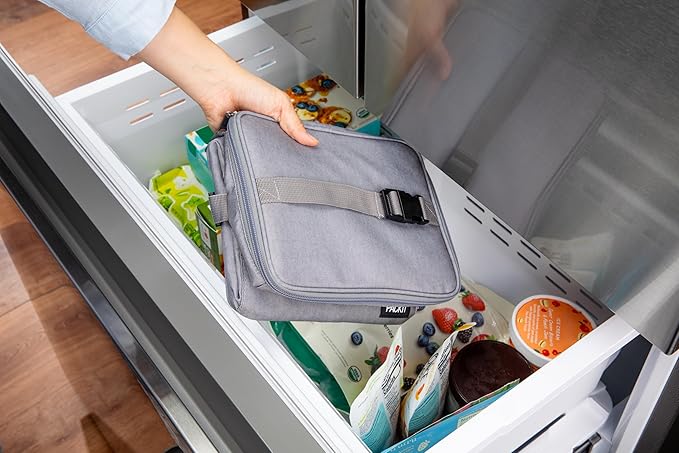PackIt짰 Freezable Essential Cooler, Gray Fog, Built with EcoFreeze짰 Technology, Fully Freezable, Collapsible, Reusable, With Adjustable Crossbody Strap, Top Clip Handle, Designed for Fresh Office