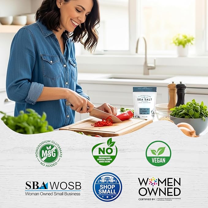 Pure Sea Salt by FLORIDA PURE - 80+ Mineral, Natural, Unrefined, Non Iodized, Addititive-free - for Baking, Cooking, Seasoning & Enhancing Taste - Pure Hand-harvested Flaky Sea Salt (3 oz. Pouch)