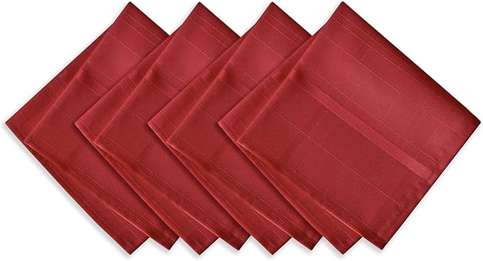 Newbridge 52 x 70 Inch Rectangle Fabric Tablecloth, Elegance Plaid, 100% Polyester, No Iron Soil Resistant Dining Room, Party and Banquet Table Cover, Solid Textured, Scarlet Red