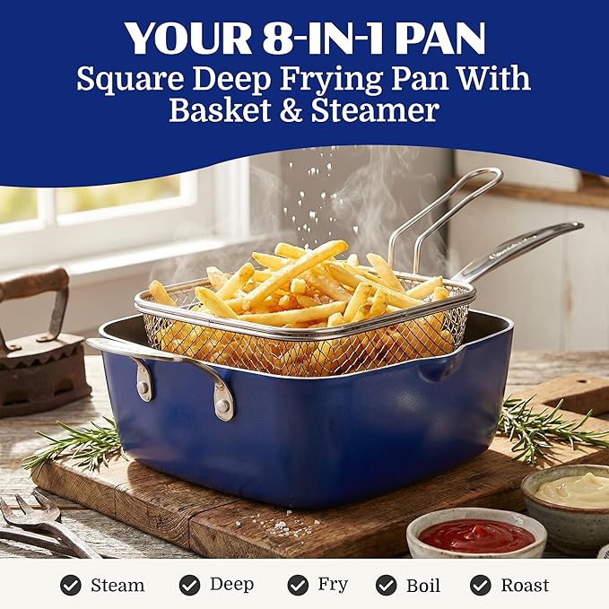 Granitestone Ceraluxe 20Pcs Ceramic Cookware Set Nonstick, Complete Pots and Pans Set Non Stick with 5 Pc Bakeware Set, Deep Frying Pan Set, & Steamer, Non Toxic PFOA Free, Oven & Dishwasher Safe