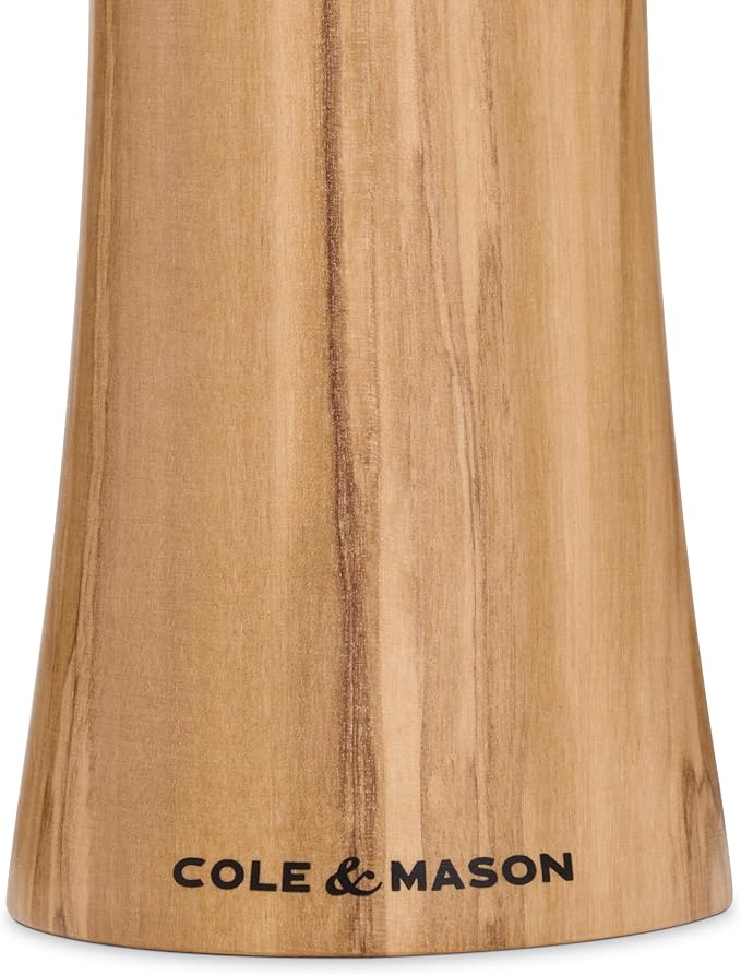 Cole & Mason Bromley Salt Mill, 6" - Salt Grinder with Ultra-Sharp Grinding Mechanism - Flavor-Enhancing Salt Shaker - Refillable Mill with Adjustable Grinding - Olive Wood, Salt Mill