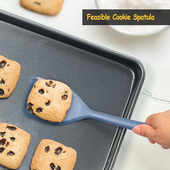 Silicone Spatula Set, 600째F Heat Resistant Silicone Spatula Turner Flipper for Cooking, Non Stick and Non Scratch Kitchen Utensils for Eggs & Pancakes, 4 Pack,Starry Blue