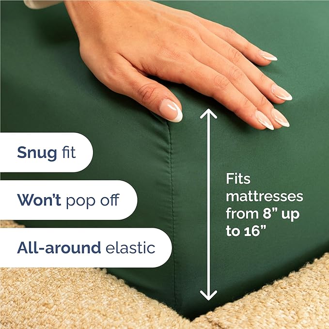Twin XL 4 Piece Sheet Set - Cooling & Breathable Bed Sheets - Hotel Luxury Bed Sheets for Women, Men, Kids & Teens - Bedding w/Deep Pockets & Easy Fit - Soft & Wrinkle Free - Twin XL Emerald Sheets