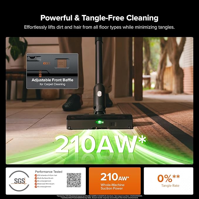 roborock H60 Hub Ultra Cordless Vacuum Cleaner with Auto-Empty Dock, Upgraded 210AW Suction Stick Vacuum Cleaners for Home and Pet Hair, 90-Min Runtime, Anti-Tangle Brush, 140째 LED Dust Detection