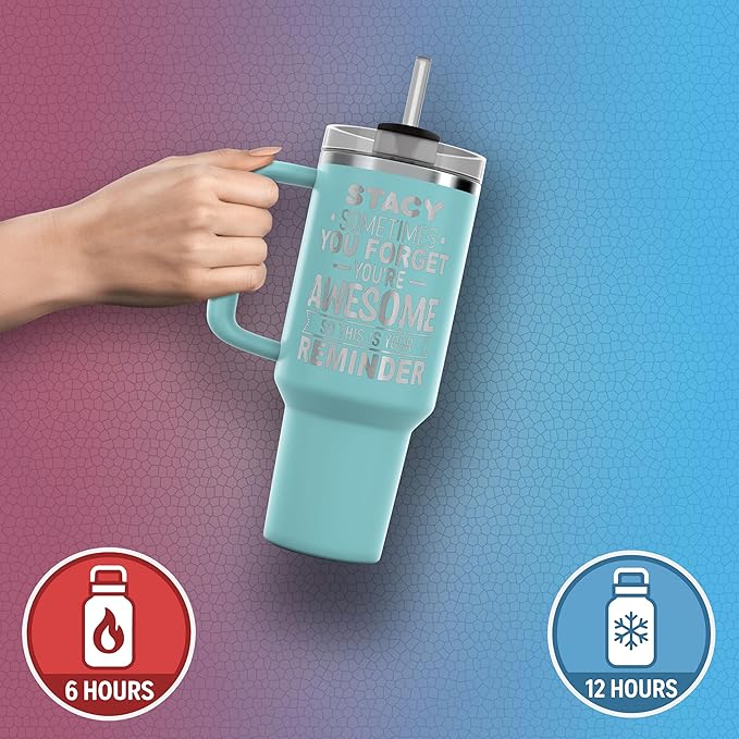 Personalized Inspirational Tumbler, Inspirational Gifts for Men Dad Father Wife Sister Women, Custom Birthday For Him Her, Customized You?셱e Awesome Tumbler, Teacher Coworker Gifts 40oz Teal