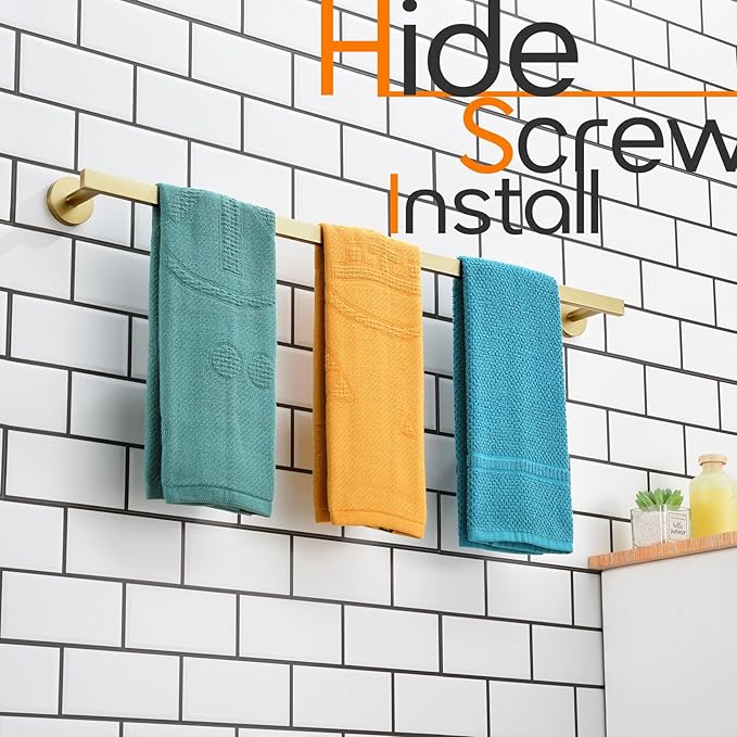 36 Inch Bathroom Towel Bar Bath Towel Rack Kitchen Towel Holder Long Towel Rails Wall Mounted SUS304 Stainless Steel Brushed Gold AN4001GD-L36