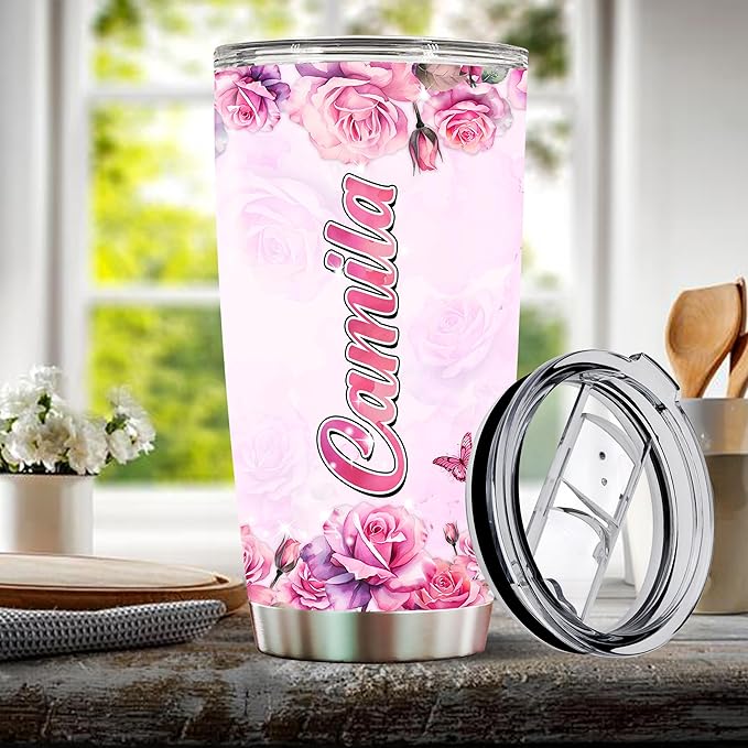 WONWIX Personalized Ideal Coffee Gifts for Coffee Lovers, Women, Girls, Wife, Daughter, Mom, 20oz Insulated Stainless Steel Travel Cup Mug Tumbler, Birthday, Christmas, Valentine, Mother's Day