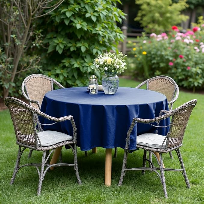 sancua Navy Blue Round Tablecloths 70 Inch, 6 Pack - Circle Fabric Cloth Table Cloths for Wedding Party Banquet Birthday, Washable Polyester Table Cover (Fit 20-58 Inch Tables)