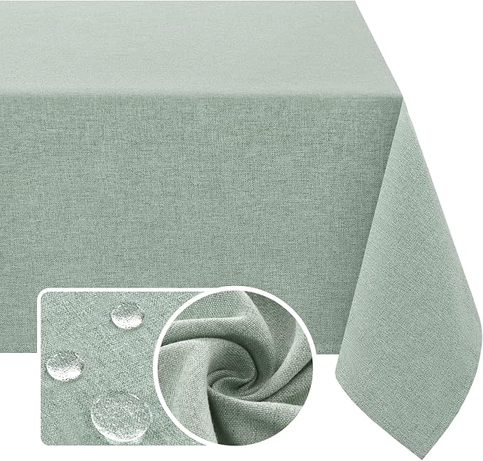 H.VERSAILTEX Linen Textured Tablecloth 54 x 54 Waterproof Decorative Table Cloth Spill-Proof Linen Look Cover for Party Table Extra Soft and Thick Fabric Wrinkle Free, Heather Sage