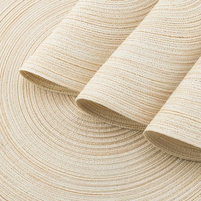 Winknowl Round Braided Placemats Set of 8 Washable Woven Heat Resistant Table Mats for Kitchen Dining Tables 15 inch Round Place Mats (Ivory,8)