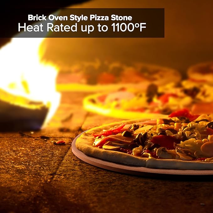 Nuwave Heavy-Duty Cordierite Pizza & Baking Stone, Heat Resistant up to 1472°F, Great for Indoor Electric Ovens, Outdoor Gas, Wood Fire Grills, BBQ Grilling, & Nuwave Bravo XL, Fits Most Frozen Pizzas