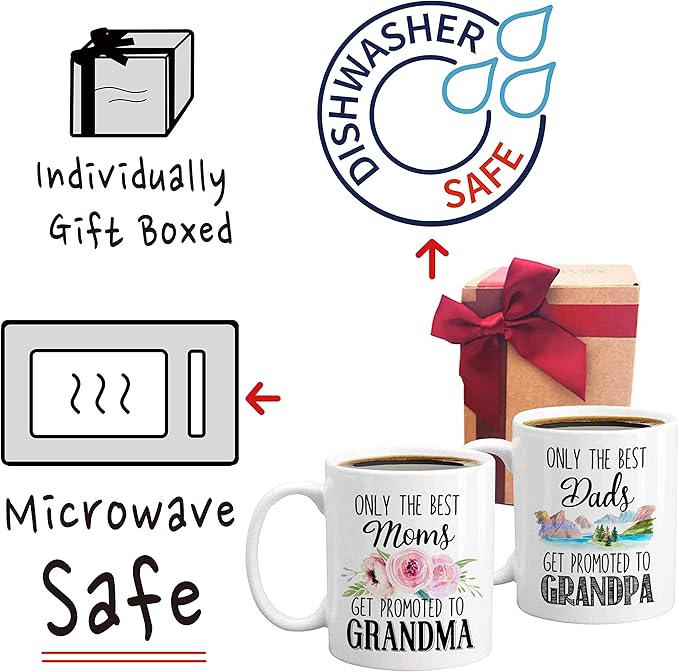 Est 2025 Grandparent Mug Set - Grandma & Grandpa to Be - Pregnancy Reveal & Baby Announcement Gift
