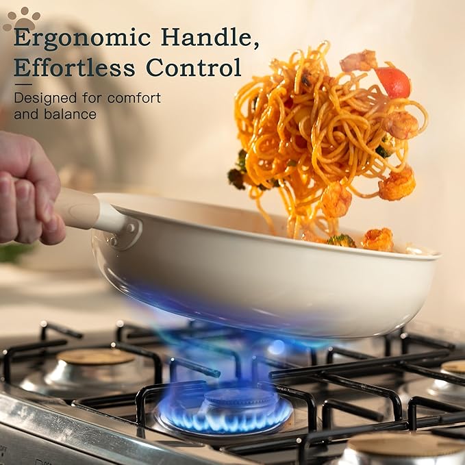 Astercook Pots and Pans Set Non Stick, Ceramic Cookware Set Non Toxic, 18 Pcs Dishwasher Safe Induction Cookware for Everyday Cooking & Kitchen Gifts