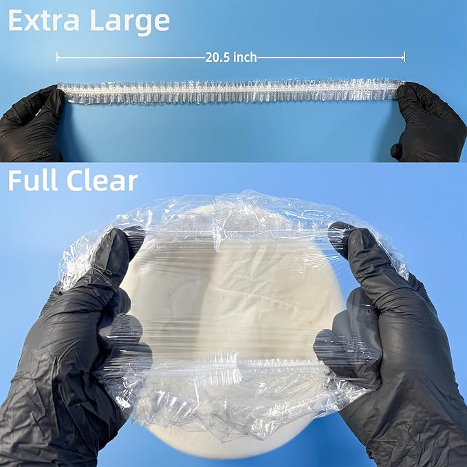 100 Bowl Covers Bread Proofing Large Clear Plastic Wrap for Food Shower Caps for Sourdough Bread Baking Rising Elastic Reusable Banneton covers Outdoor Fresh Keeping Bag BPA Free Food Grade