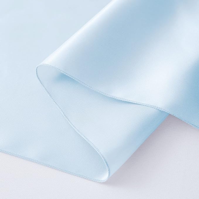 Horbaunal 6 Pack Satin Runners 12 x 108 Inch Bright Silky Smooth Satin Table Runners for Birthday Wedding Party Banquets, Pale Blue