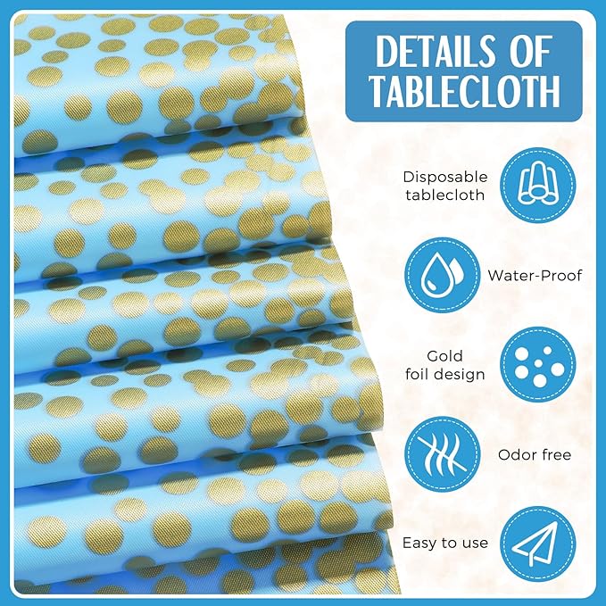 Tudomro 16 Pcs Teal and Gold Disposable Plastic Tablecloths and Satin Table Runner Set 54x108 Inch Tablecloth 12x108 Inch Table Runners for New Year Wedding Birthday Baby Shower Graduation