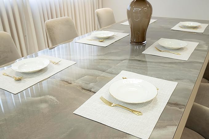 HOMEYNICE Placemat Set-Washable Place Mats for Parties, Elegant Table Mats for Kitchen Table, Set of 4 Dining Table Placemats, Heat-Resistant Cloth Placemats for Indoor and Outdoor,13x19-Light Beige