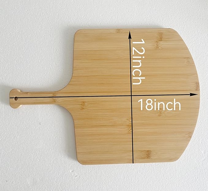 SWEIBIAI Bamboo Pizza Board 12inch Pizza Cutting Board Wood Pizza Peel Pizza Serving Board For Kitchen Charcuterie Board, Natural