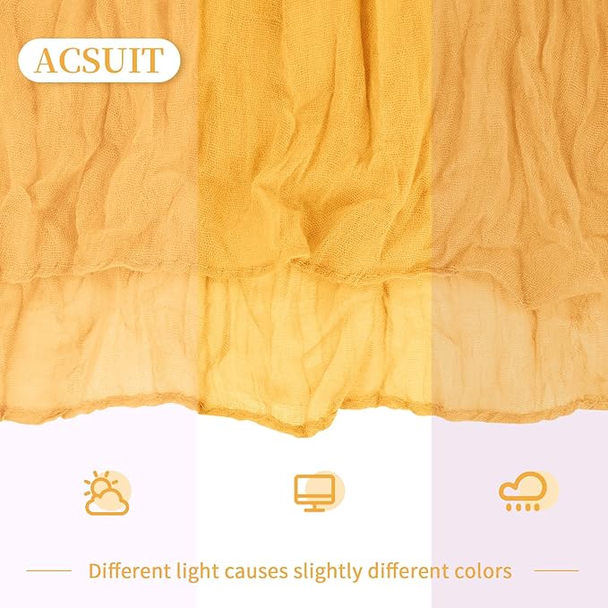 4 Pack Gold Cheesecloth Table Runner 20 x 120 inch Gauze Table Runners 10 FT Long,Semi Sheer Cheese Cloth Fabric Table Runner Bulk for Wedding,Party,Baby Shower,Bridal Shower Decoration