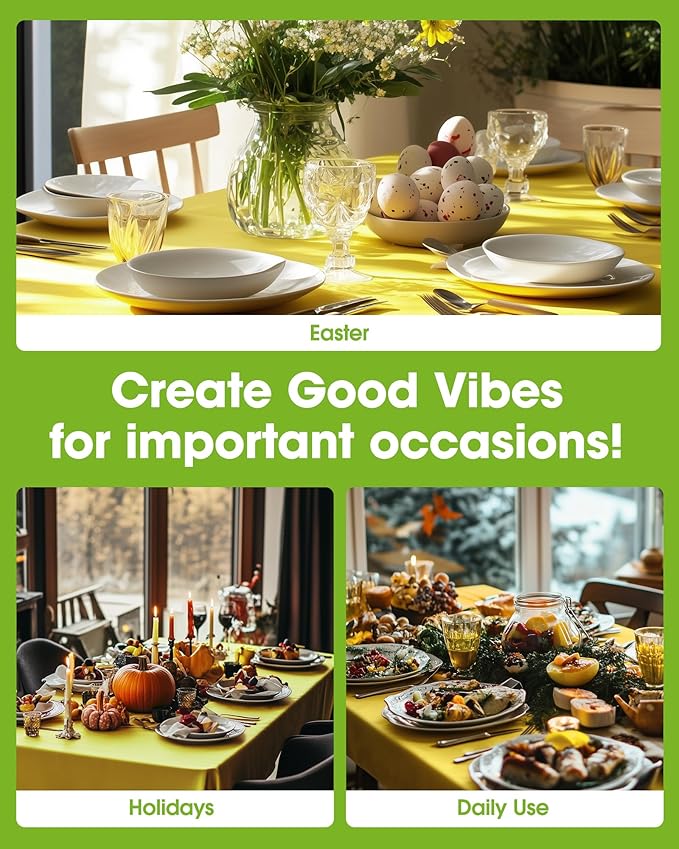 Pureegg Plastic Table Cloth Disposable 12 Pack, 54 x 108 Inch Table Cloths, Easter Party, Decorative Tablecloths, Rectangle, Lemon, Pastel Plastic Cover, Leakproof & Sturdy, Yellow