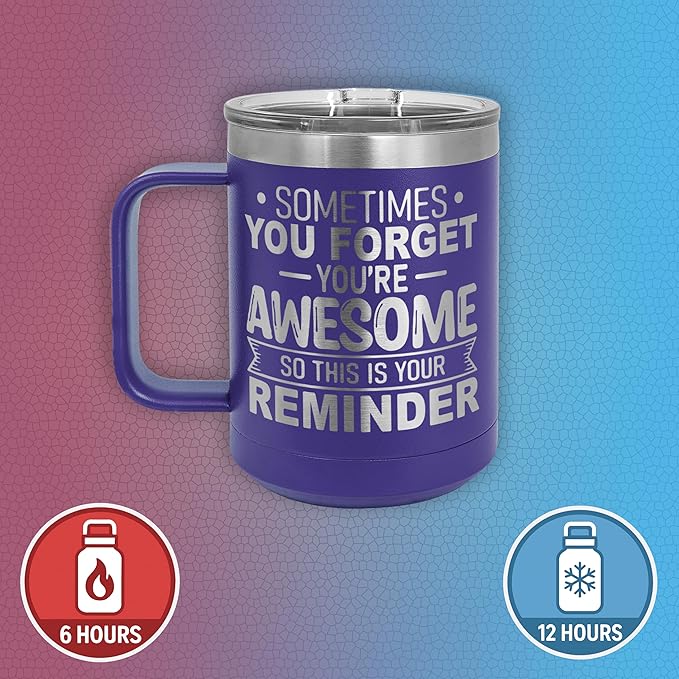 Spotted Dog Company Inspirational Travel Coffee Mug, Inspirational Gifts for Men Dad Father Wife Sister Women, Birthday For Him Her, You?셱e Awesome Tumbler, Teacher Coworker Gifts 15oz Purple