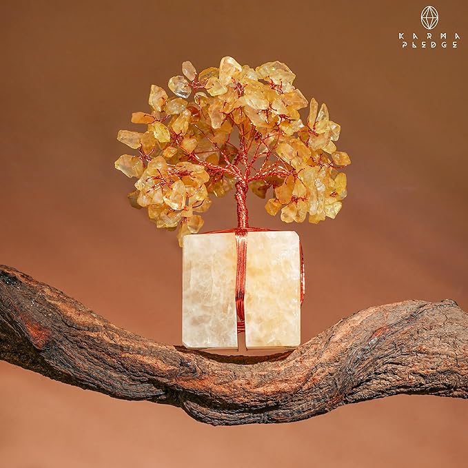 Crystal Tree for Birthday Gifts for Women, Handmade Raw Crystal Base Citrine Chakra Healing Crystal Tree of Life for Positive Energy, Money, Good Luck, Christmas D챕cor, Home and Office Decor