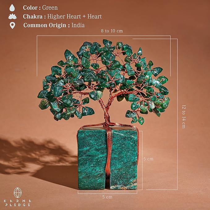 Crystal Tree of Life for Home and Office Decor, Handmade Raw Crystal Base Green Aventurine Chakra Healing Crystal Tree for Positive Energy, Money, Good Luck, Christmas D챕cor, Birthday Gifts for Women