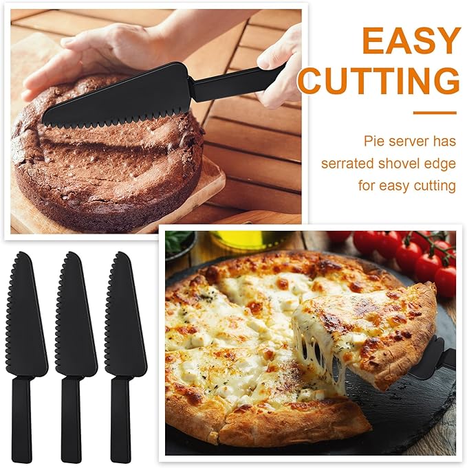 24 Pcs Disposable Plastic Serving Utensils Set 6 Each 9.7" Serving Spoons Forks 9.5" Knife and 6.3" Tongs for Christmas Family Gatherings Food Cake Birthday Party Buffet Cutlery(Black)