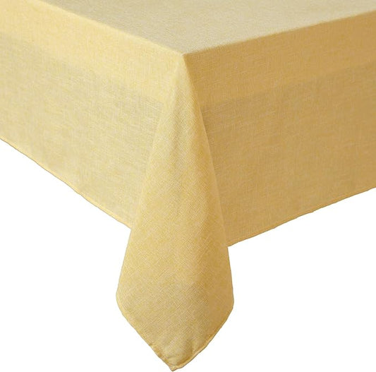 Laura Ashley Harper Luxuriously Smooth Fabric Tablecloth for Formal or Casual Dining, Holiday, Banquet, Wedding or Party, 60" x 84", Yellow
