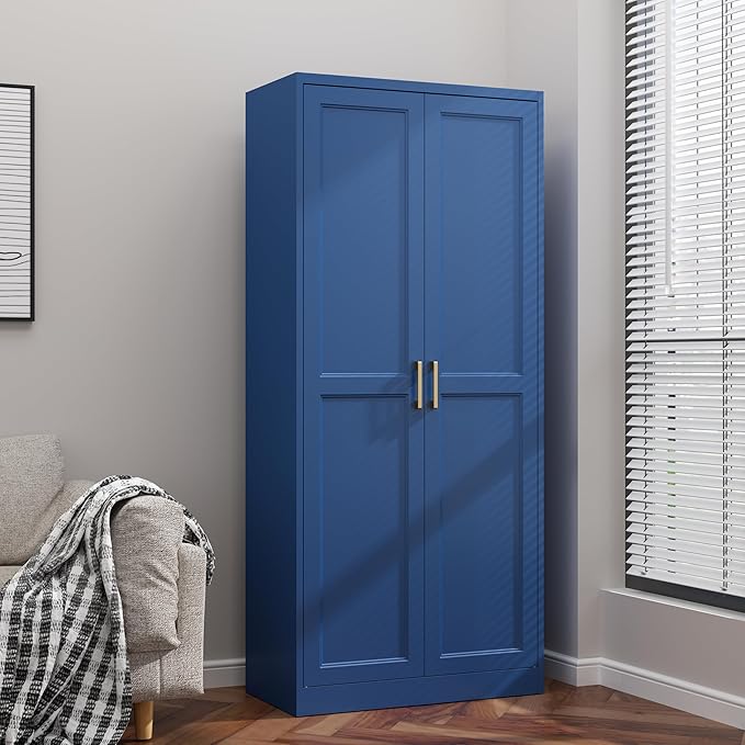 71??Metal Tall Kitchen Pantry Cabinet,Storage Cabinet with Doors and Adjustable Shelves,Modern Kitchen Hutch Cabinets,Freestanding Cupboard for Dining Room