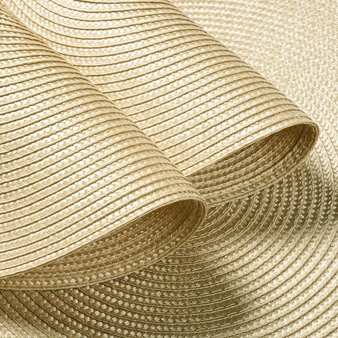 FunWheat Round Braided Placemats Set of 8 Place Mats for Dining Table Woven Washable Non-Slip Table Mats 15 Inch(Ivory,8pcs)