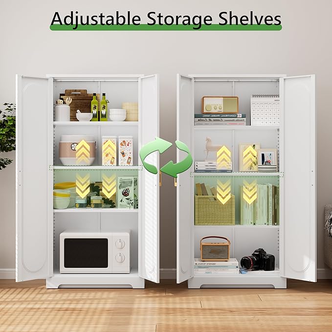 60" Tall Kitchen Pantry Storage Cabinet,Black Freestanding Cupboard Cabinet with 2 Doors and 3 Adjustable Shelves for Diningroom,Bathroom,Laundry,Living Room