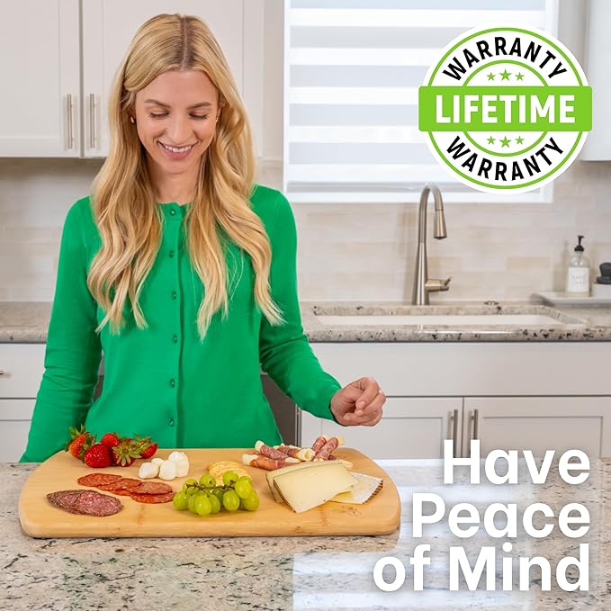FSC-Certified Extra Large Bamboo Cutting Board Featuring 18 Inch Glue-Free Surface????XL, Non-Toxic Wooden Board for Family Kitchens, Butcher Block Style Food Prep with Lifetime Replacements