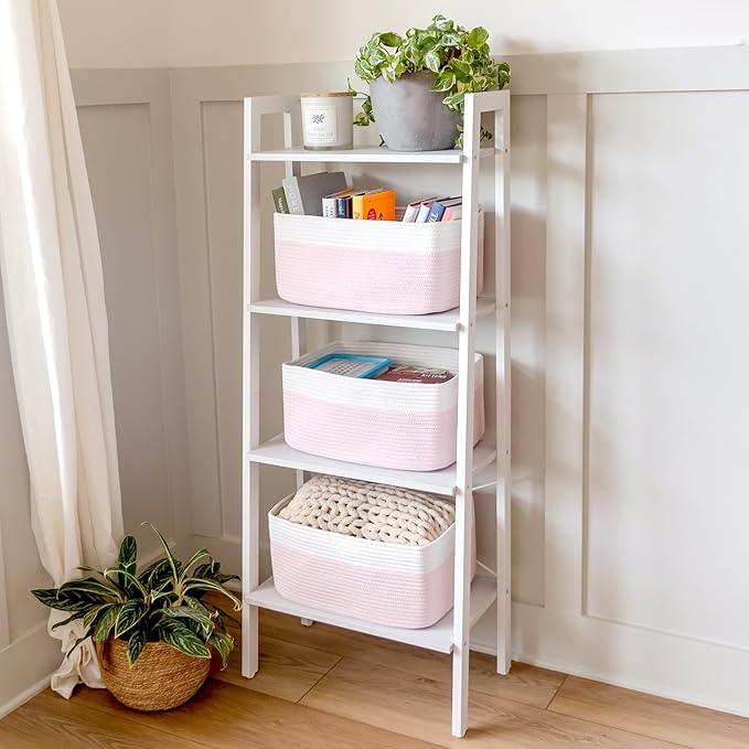 NaturalCozy Storage Baskets 16.8?쓝13?쓝7.6??Cotton Rope Woven Baskets for Organizing 3-Pack | Toy Storage Bins | Basket for Shelves, Laundry, Blanket, Clothes, Closet, Kitchen, Bathroom, Gifts