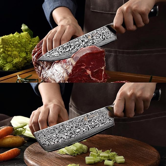 Wakoli Elite Cuisine Knife Block Set ??5-Piece Professional Damascus Kitchen Knife Set with Magnetic Block, G10 Handles & VG10 Core in Elegant Gift Box