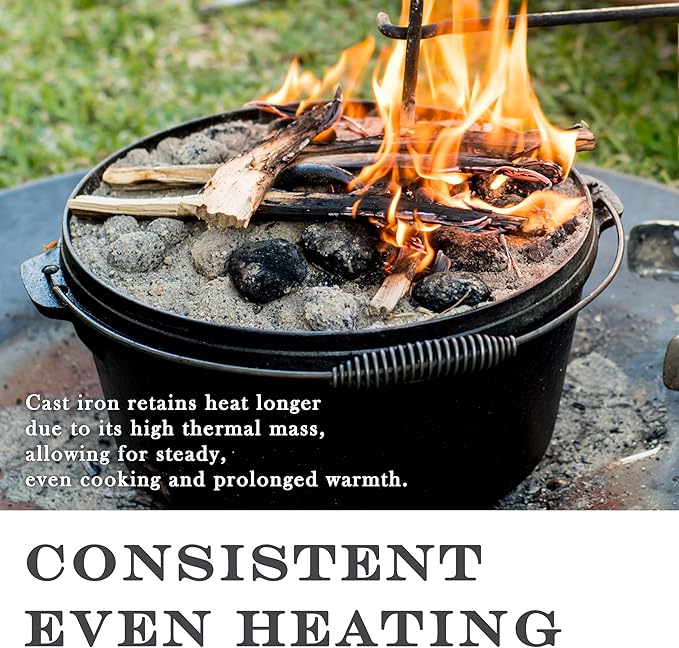 Cuisiland Seasoned 12 Quart DIA 14IN Cast Iron Dutch Oven lip lid