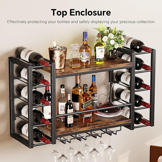 Homeiju Wall Mount Wine Rack 40 (31.9" W x 9.8" D x 19.7" H)