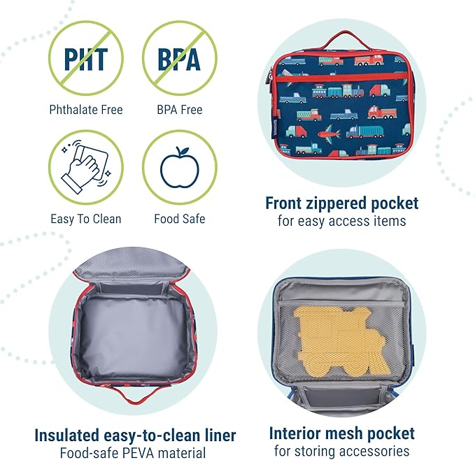 Wildkin Kids Insulated Lunch Box ??Durable and Reusable for School & Travel - Transportation