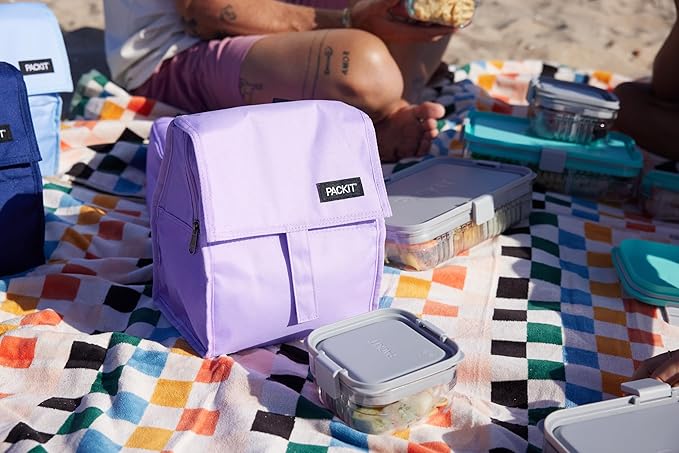PackIt짰 Freezable Lunch Bag, Lavender, Built with ECOFREEZE짰 Technology, Foldable, Reusable, Zip and Velcro Closure with Buckle Handle, Designed for Work Lunches and Fresh Lunch On the Go