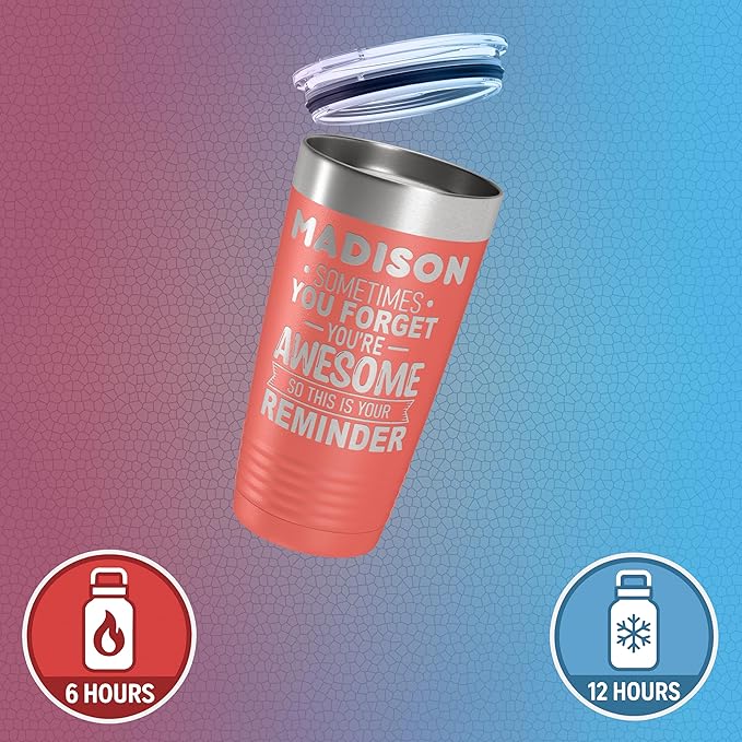 Personalized Inspirational Tumbler, Inspirational Gifts for Men Dad Father Wife Sister Women, Custom Birthday For Him Her, Customized You?셱e Awesome Tumbler, Teacher Coworker Gifts 20oz Coral