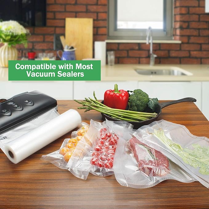 Vacuum Sealer Bags Rolls (2-Pack), 8??X 50??Heavy Duty Commercial Grade Embossed Bags for Food Preservation Freezer Sous Vide Cooking(Total 100 Feet)